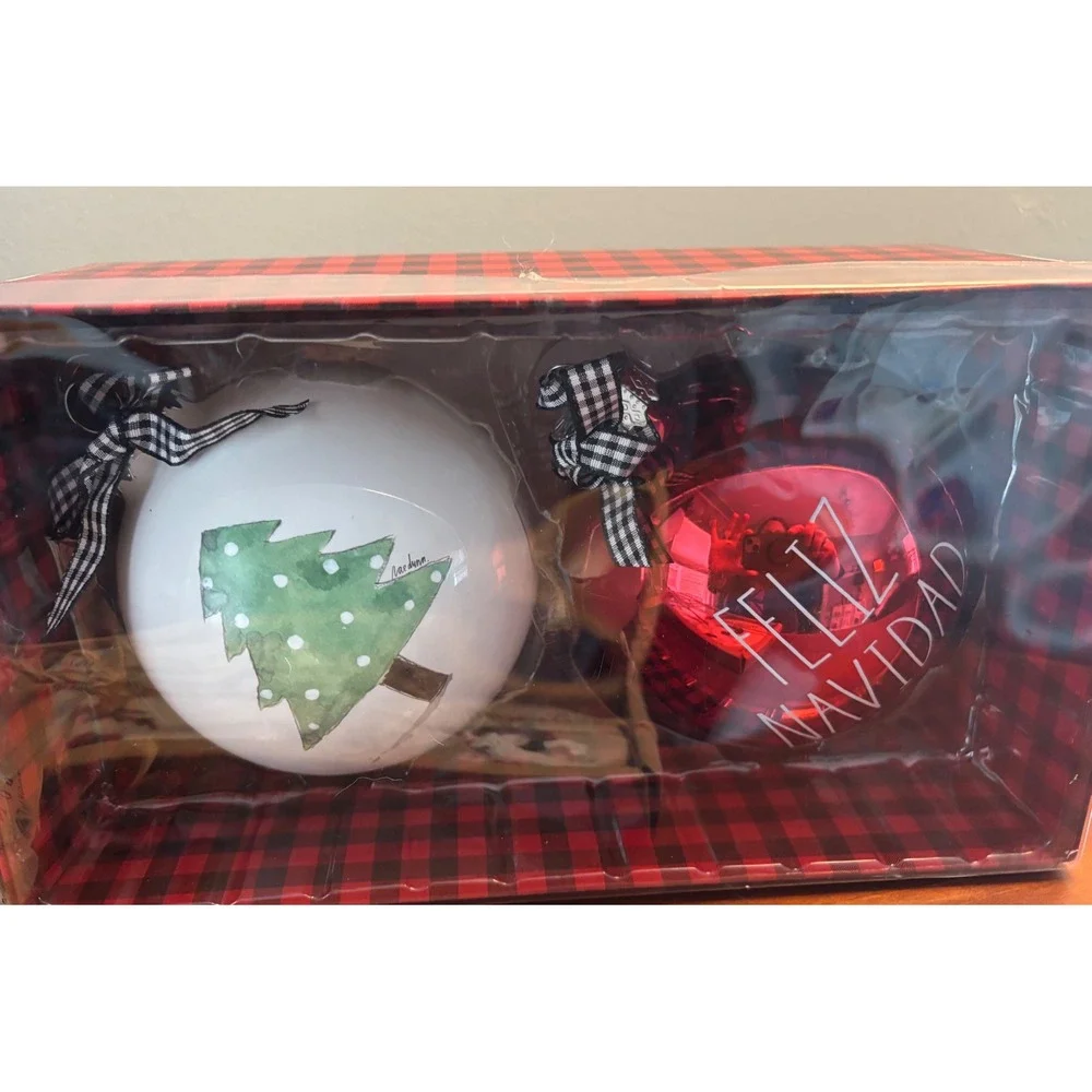 Rae Dunn Christmas Ornament Bundle Naughty Nice Feliz‎ Navidad It's Lit 7pc Set